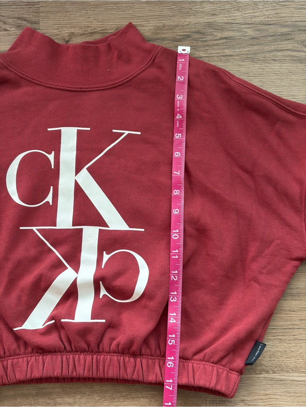 Calvin Klein Cozy Cropped Maroon Mock Neck Size S - Picture 5 of 6